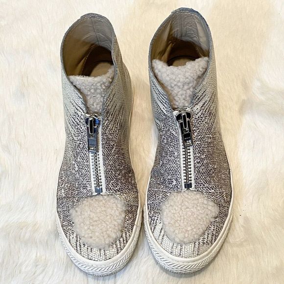 LOEFFLER RANDALL Devin Sneakers SZ 6 Lizard Embossed Designer High Top Sneakerss - Picture 5 of 9
